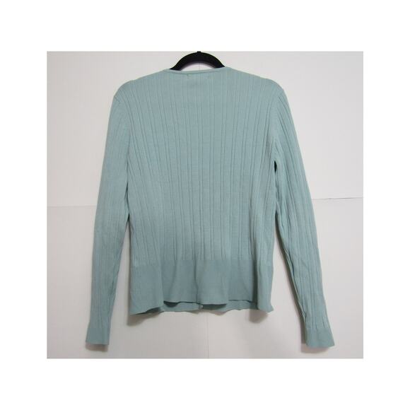 Worthington Sweater Green Cardigan Womens sz M Silk Boho Cottagecore Whimsical - Picture 2 of 6